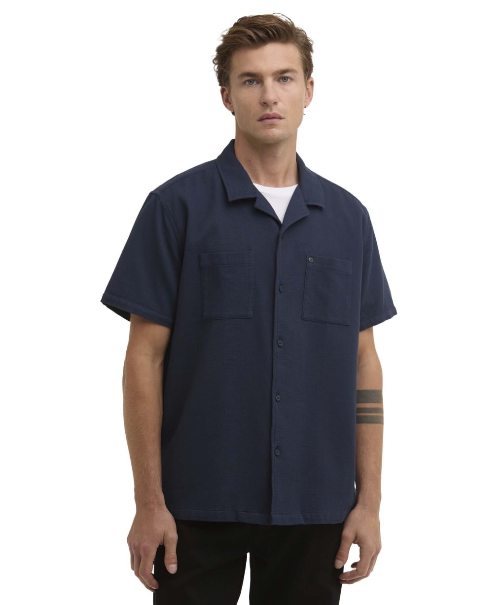 Men's Barbour International Wayback Waffle Shirt - Navy