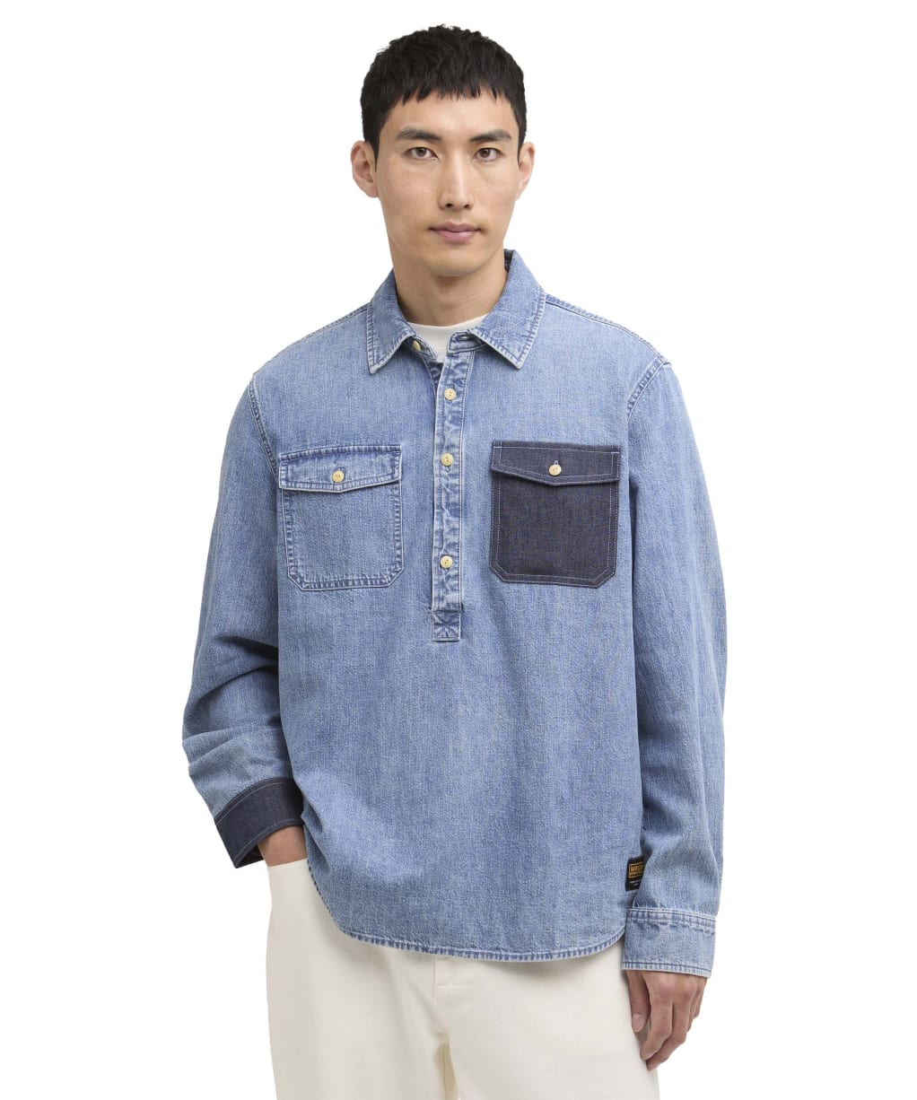 Men's Barbour International Chopper Denim Shirt - Washed Indigo