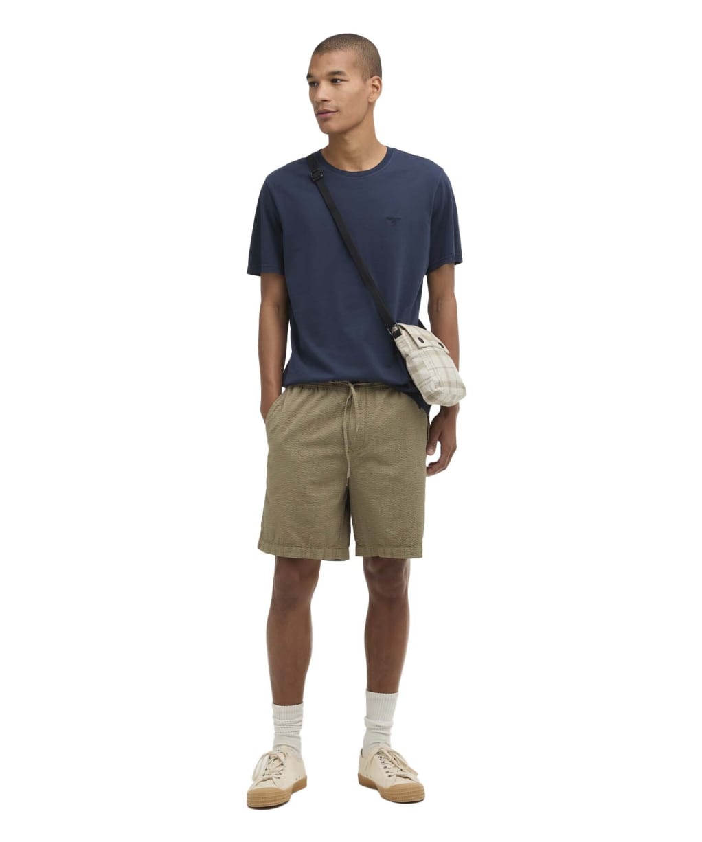 Men's Barbour Seersucker Relaxed Shorts - Grey Olive