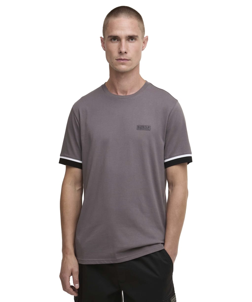 Men's Barbour International Deep Cuff Evan Tipped T-Shirt - Aluminium
