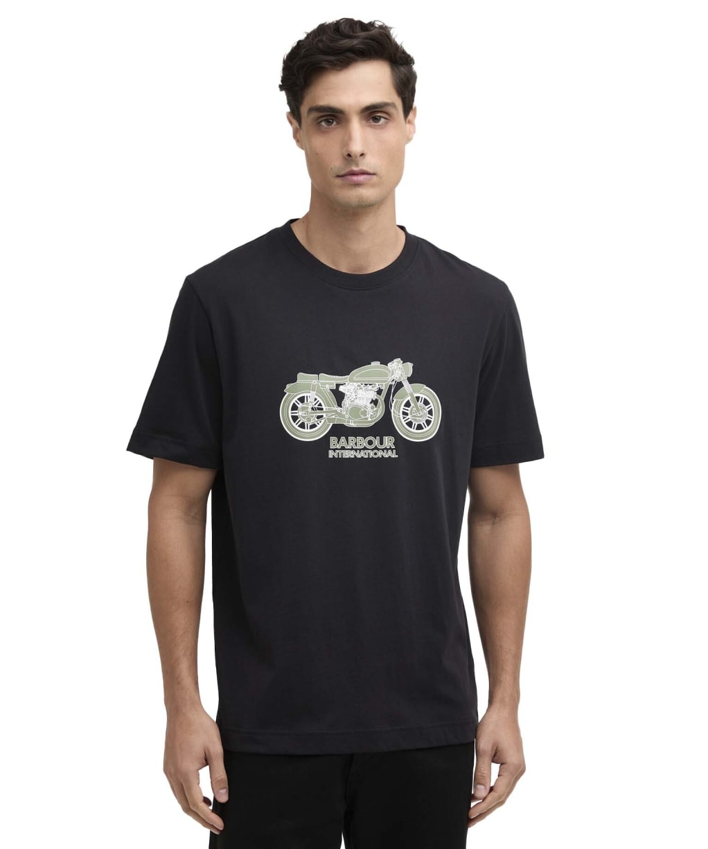 Men's Barbour International Piston Graphic  T-Shirt - Black