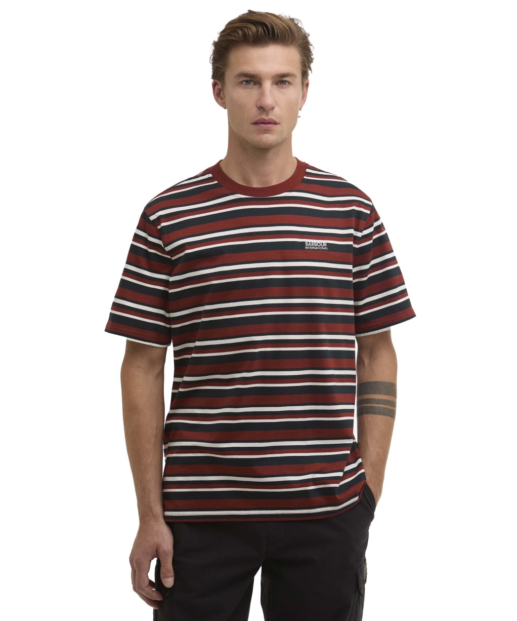 Men's Barbour International Burnwood Stripe T-Shirt - Burnt Henna