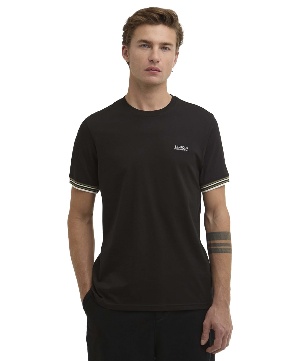 Men's Barbour International Burnwood Tipped Cuff T-Shirt - Black