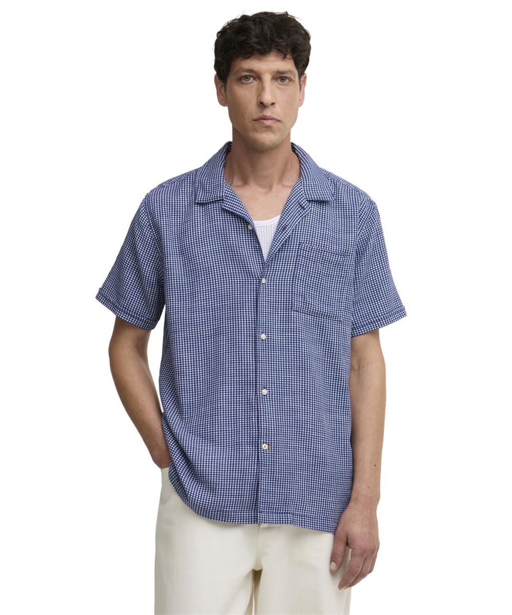 Men's Barbour Rudbeck Textured Summer Fit Shirt - Navy