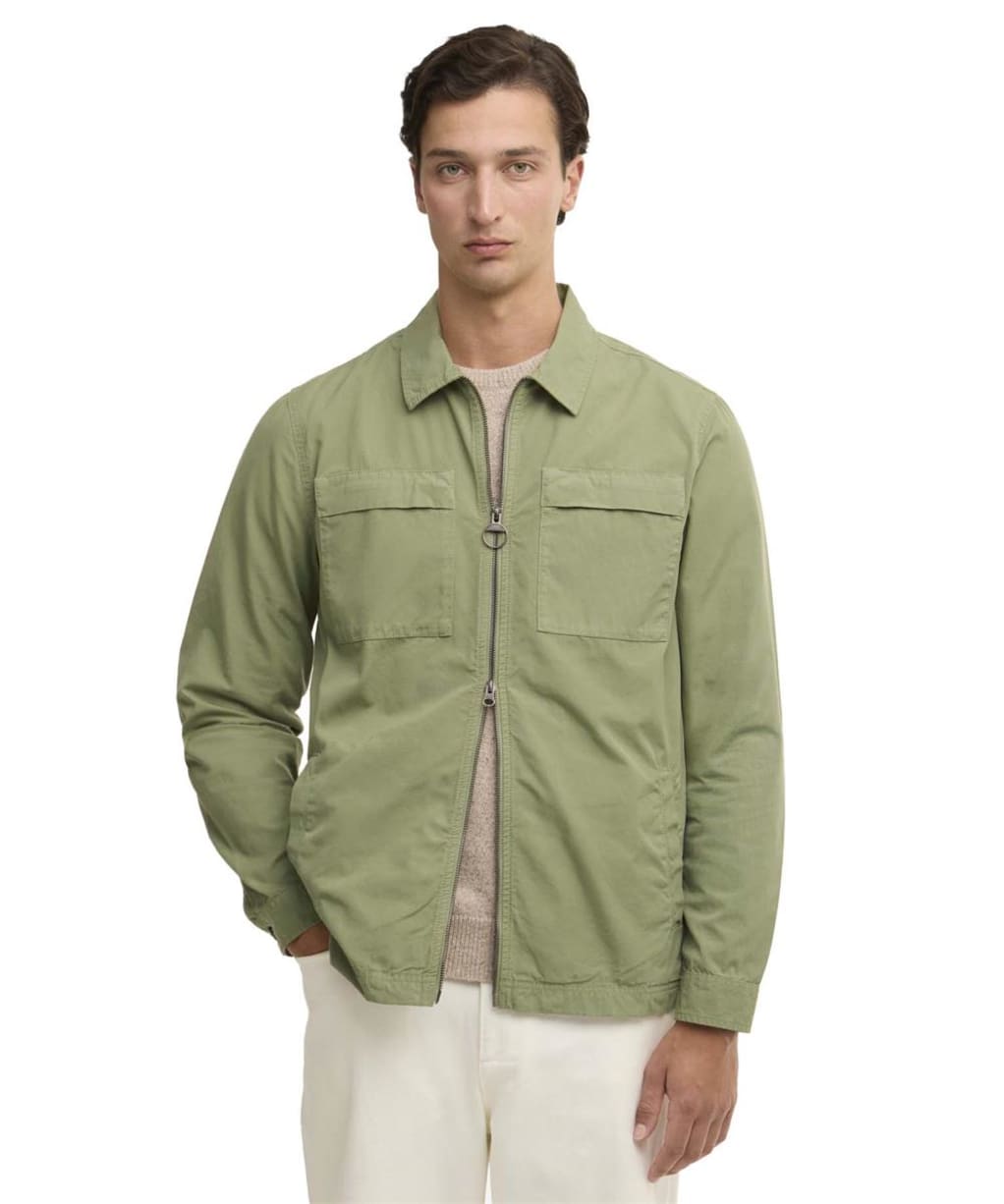 Men's Barbour Glendale Zip Through Cotton Overshirt - Laurel Green
