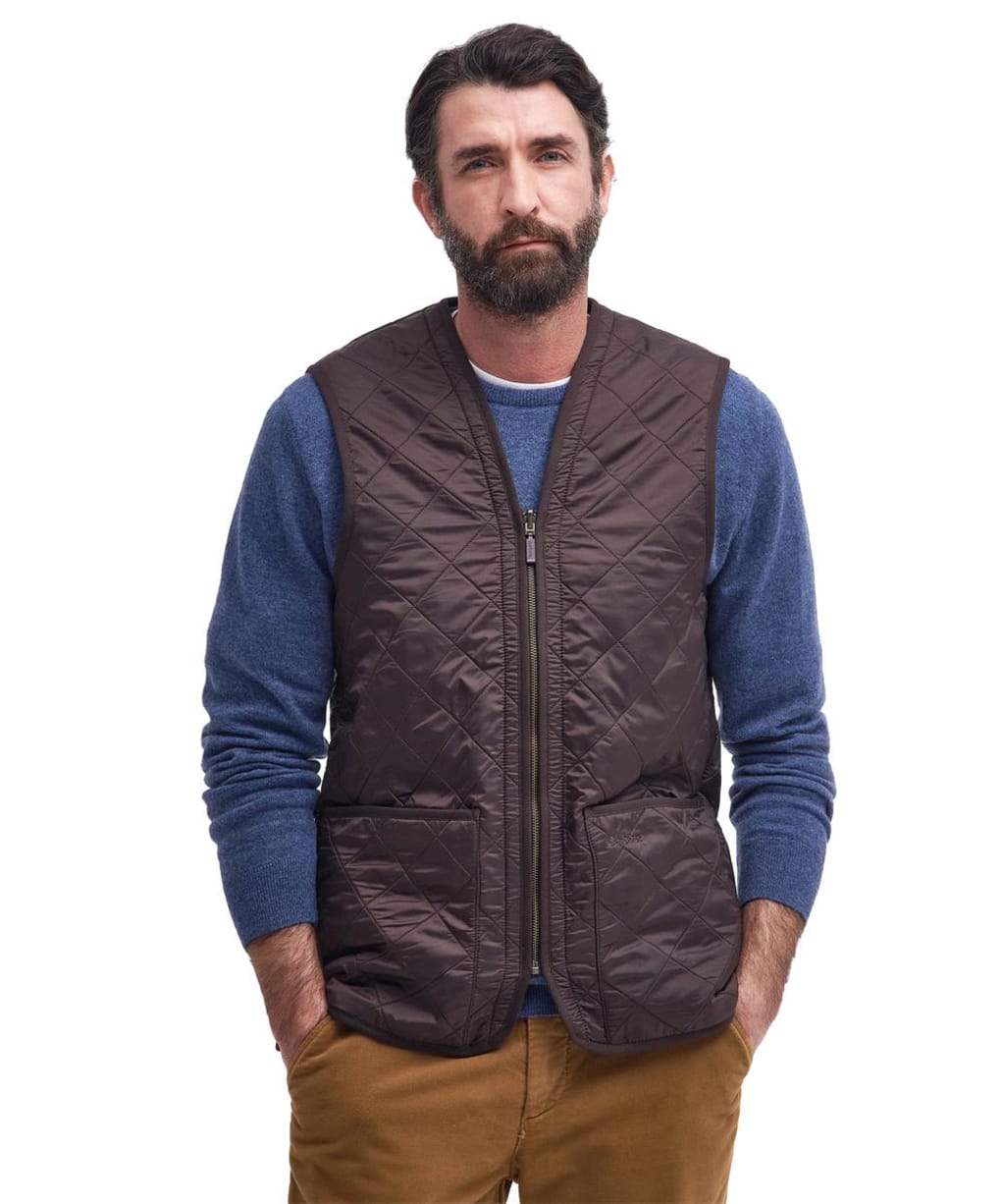 Men's Barbour Polarquilt Waistcoat / Zip-In Liner - Dark Brown