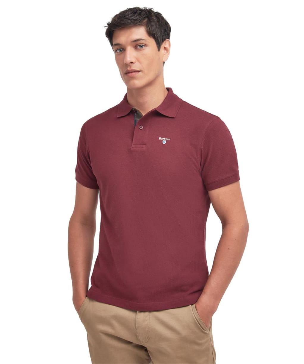 Men's Barbour Tartan Pique Polo Shirt - Ruby