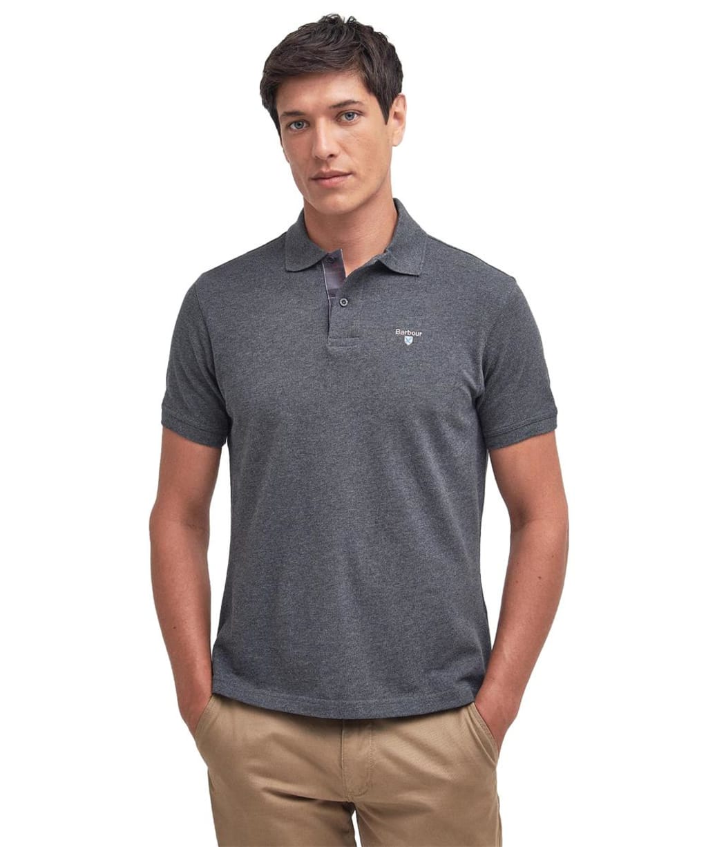 Men's Barbour Tartan Pique Polo Shirt - Slate Marl 