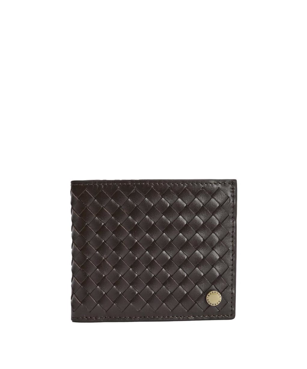 Men's Barbour Farne Woven Leather Wallet - Brown