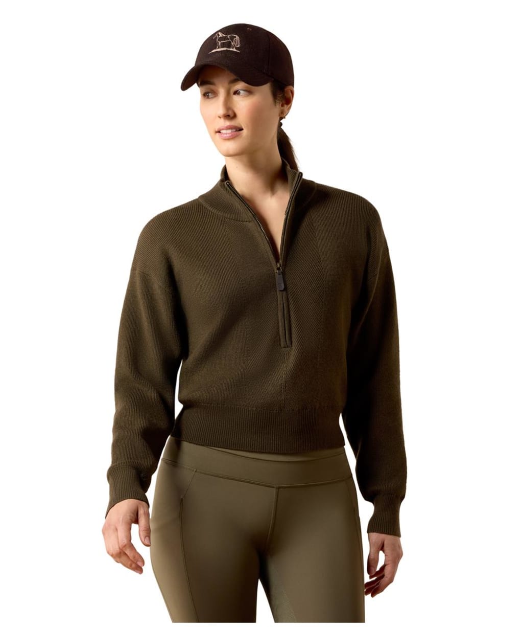 Women's Ariat Foxleigh 1/2 Zip Wool Sweater - Earth