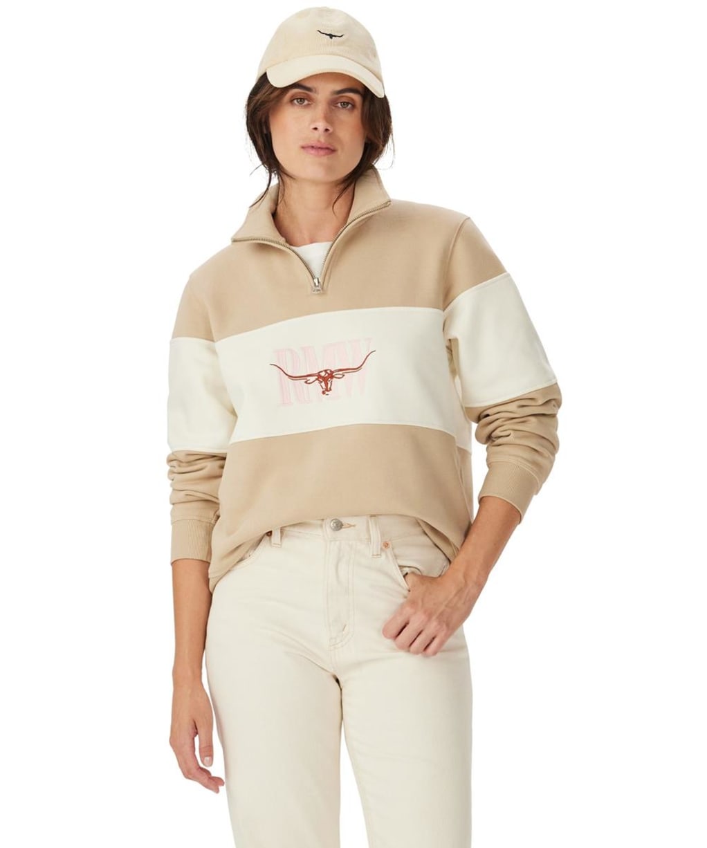 Women's R.M. Williams Trickett Quarter Zip Panel Sweatshirt - Sand