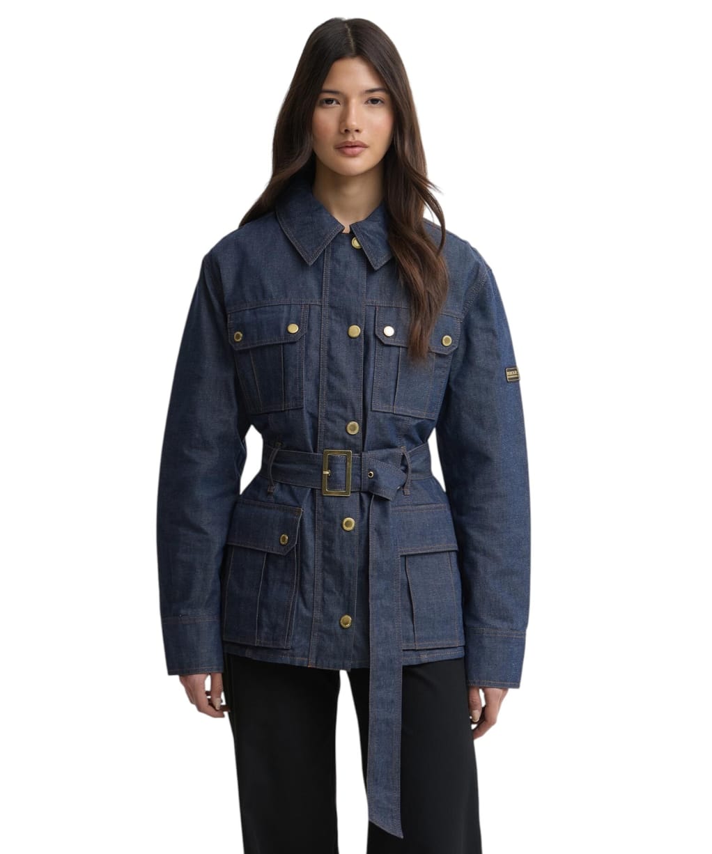 Women's Barbour International Denim Dry Wax Casual Jacket - Dark Blue Wash