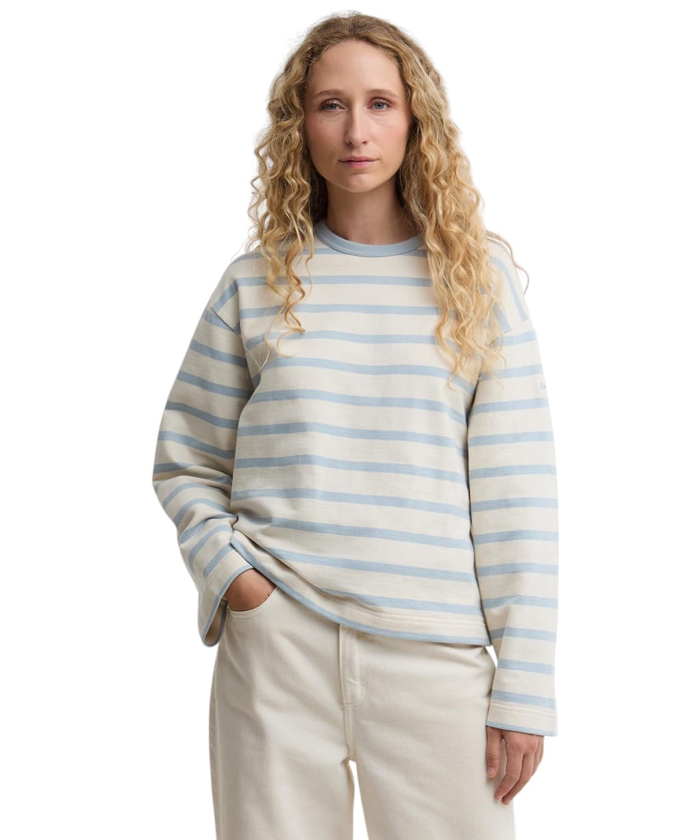 Women's Barbour Fawley Striped Sweatshirt - Original Ecru / Celestial Blue Stripe