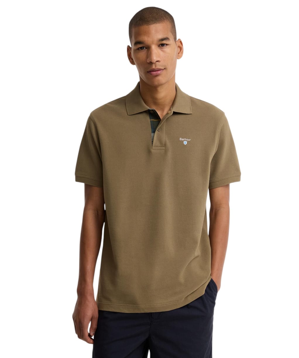 Men's Barbour Tartan Pique Polo Shirt - Clay