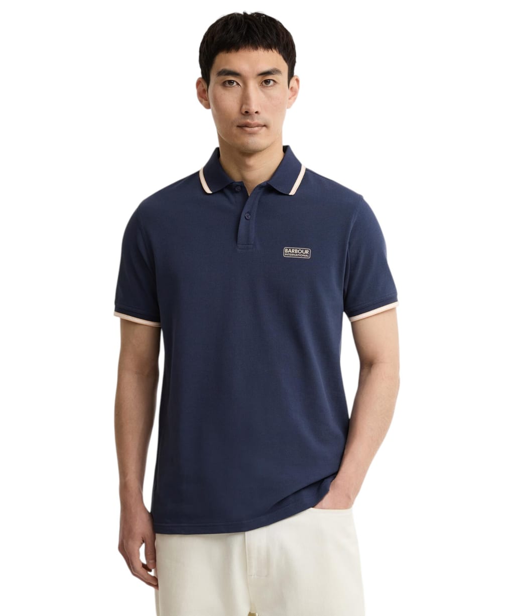 Men's Barbour International Evan Tipped Polo Shirt - Oxford Navy
