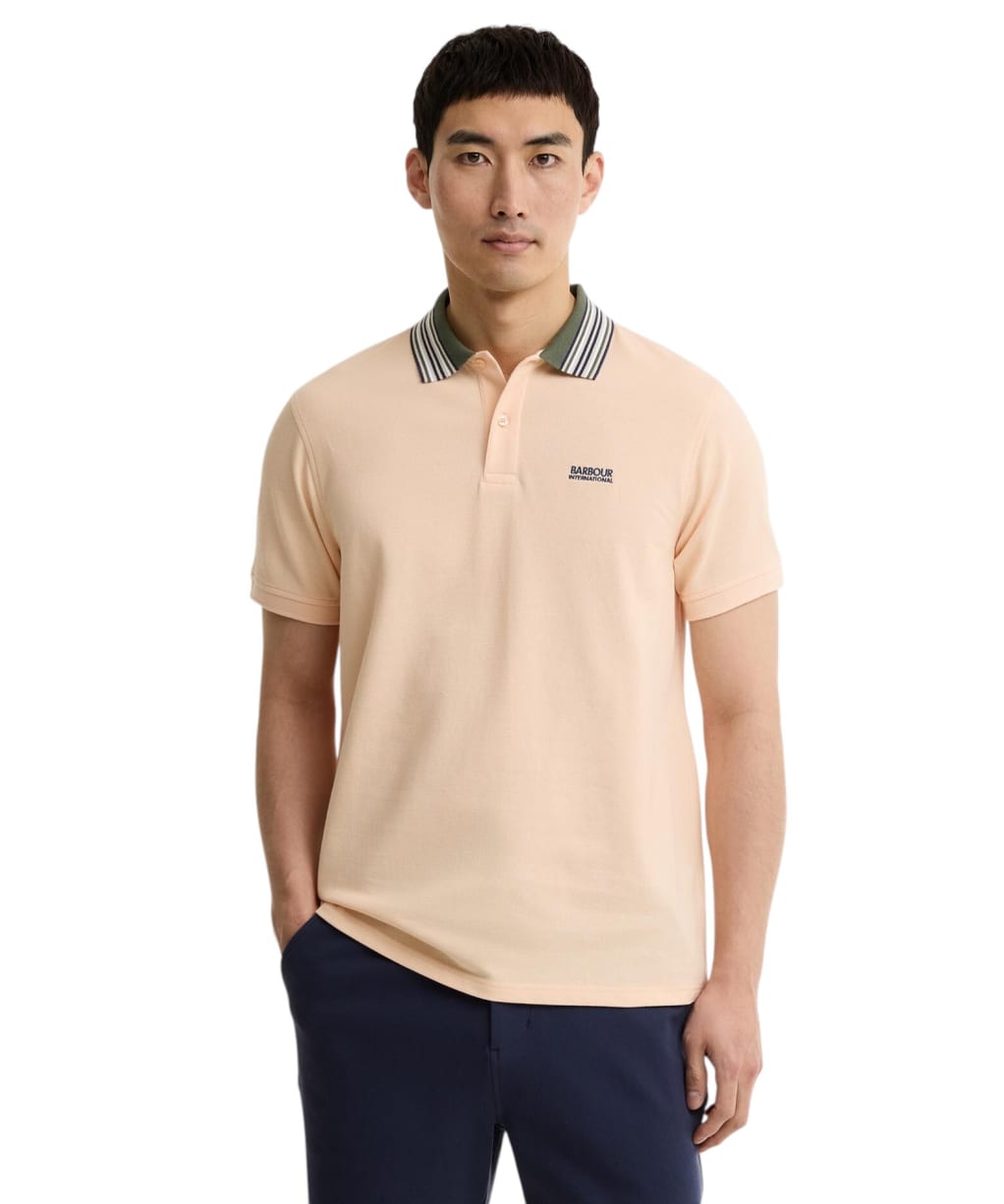 Men's Barbour International Neville Tipped Polo Shirt - Bleached Apricot