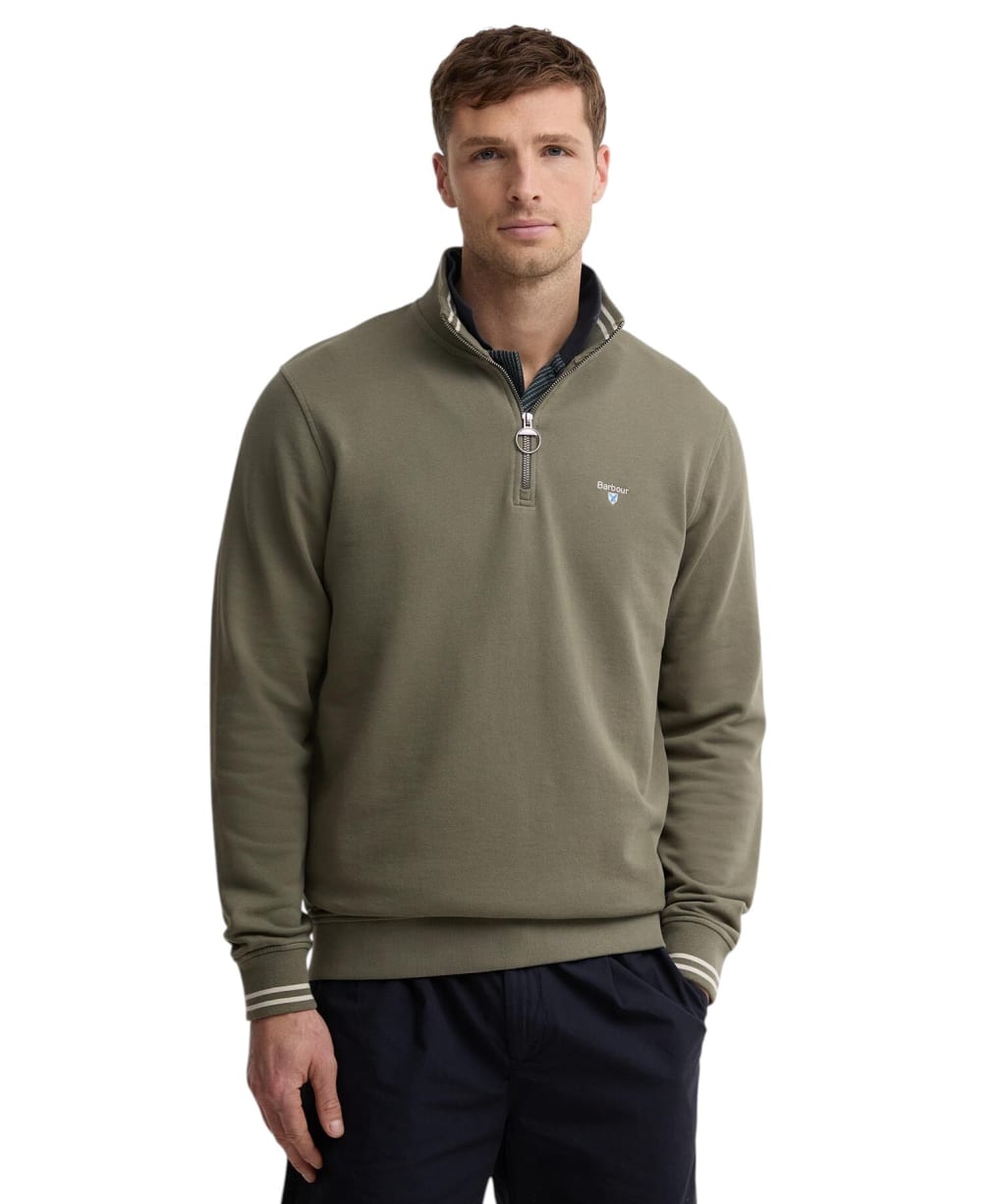 Men's Barbour Rosford Half Zip Sweatshirt - Dusty Olive