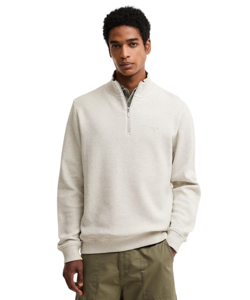 Men's Barbour Ravensworth Half Zip Sweatshirt - Ecru Marl