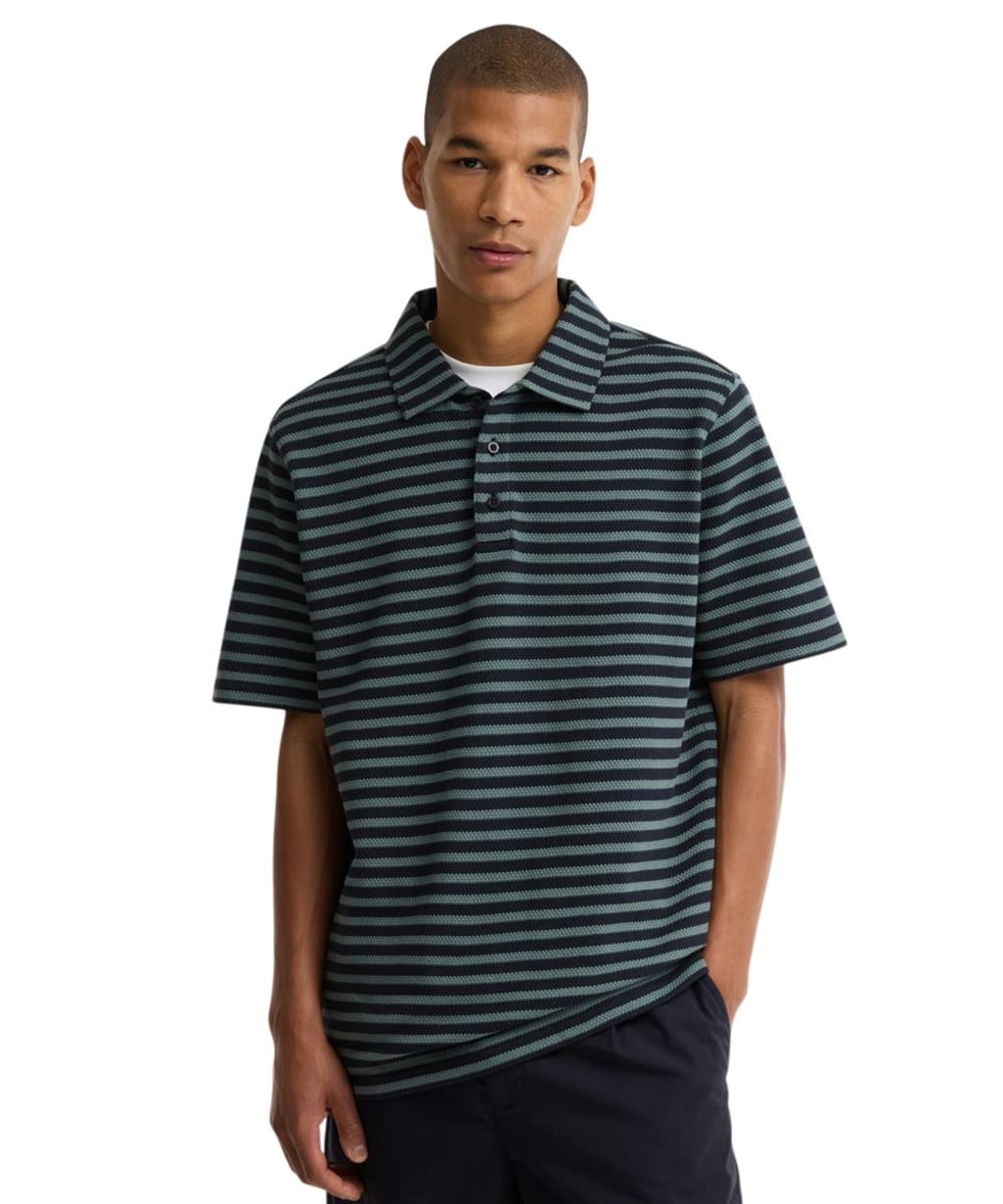 Men's Barbour Farlam Striped Tailored Polo Shirt - Navy
