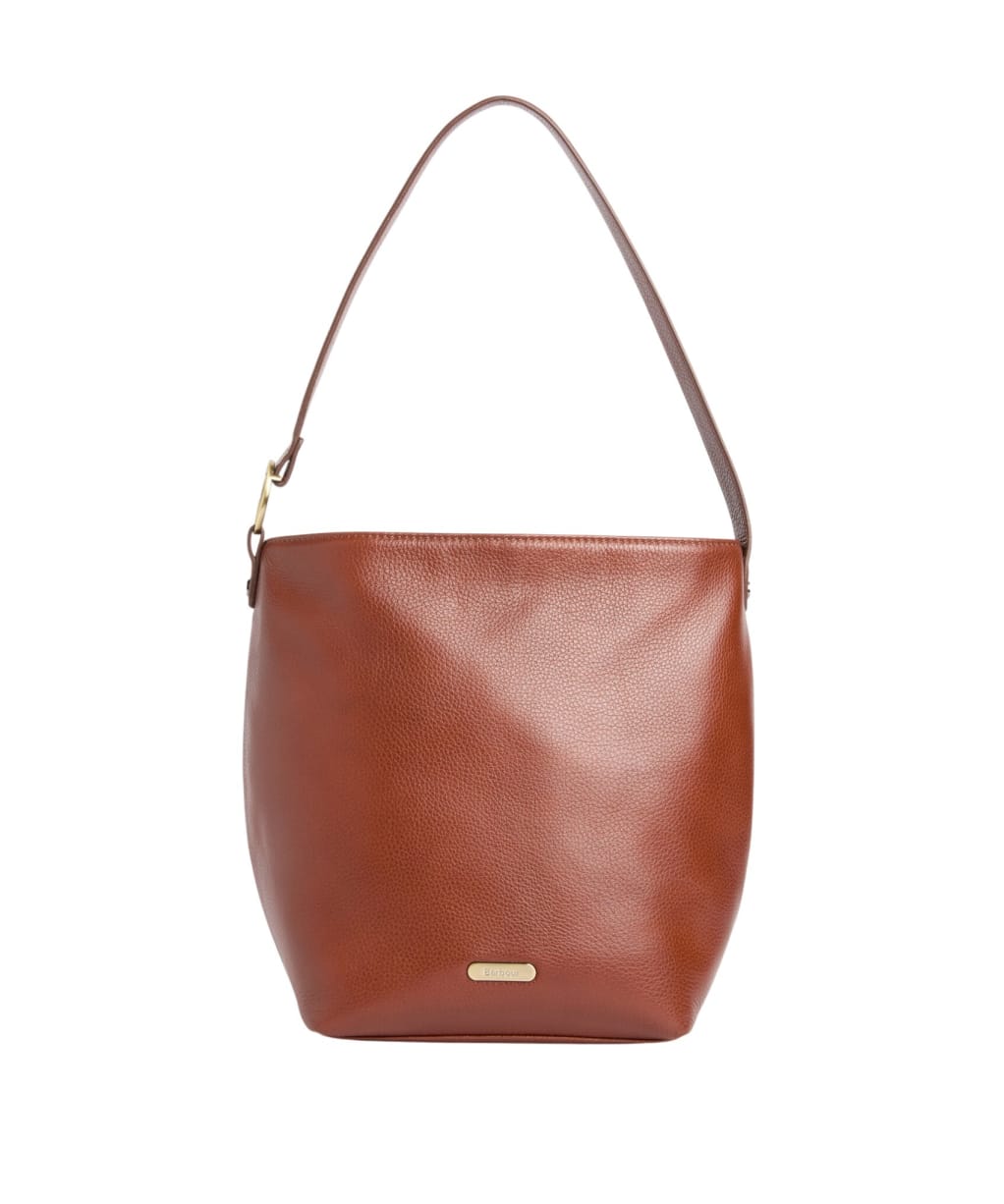 Women's Barbour Cedar Large Leather Bucket Bag - Brown
