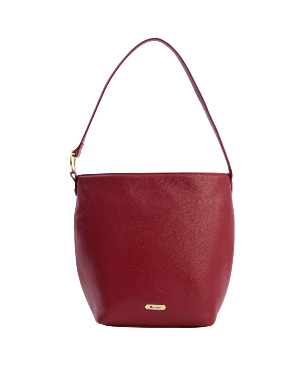 Women's Barbour Cedar Large Leather Bucket Bag - Red