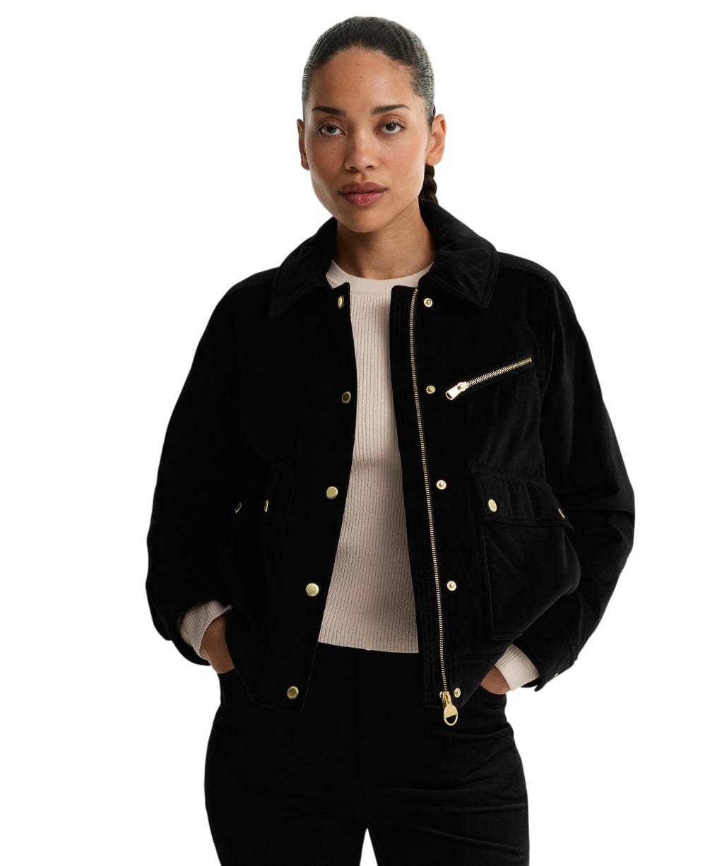 Women's Barbour International Hanson Velvet Casual Jacket - Black