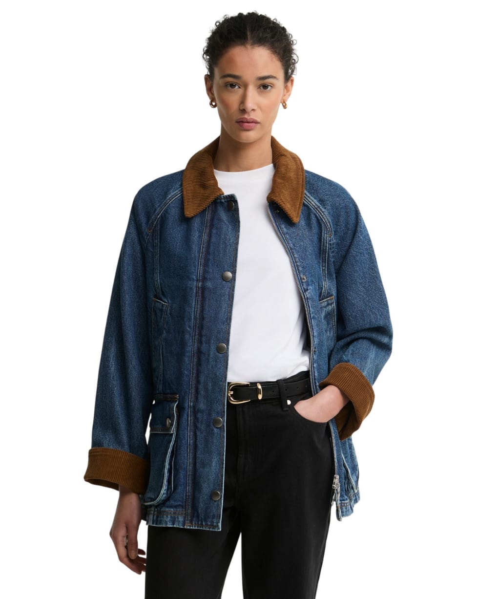 Women's Barbour Denim Modern Beadnell Casual Jacket - Mid Blue Denim / Classic