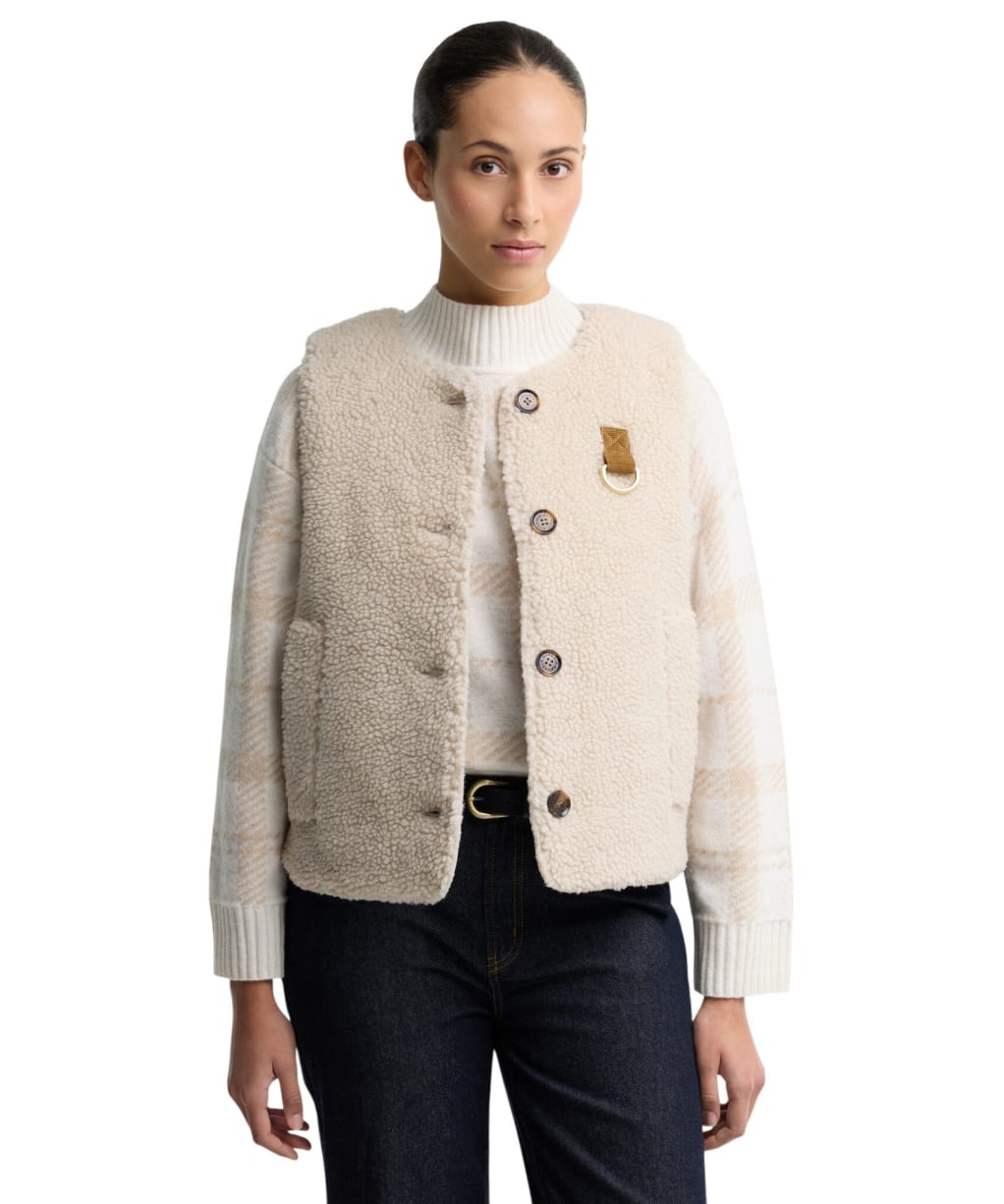 Women's Barbour Bowes Fleece Gilet - Ecru