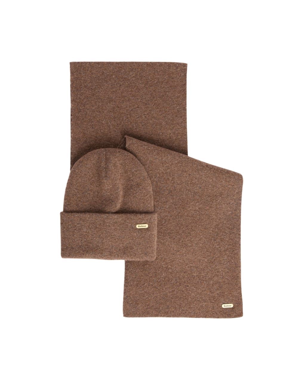 Women's Barbour Winona Beanie & Scarf Gift Set - Mocha
