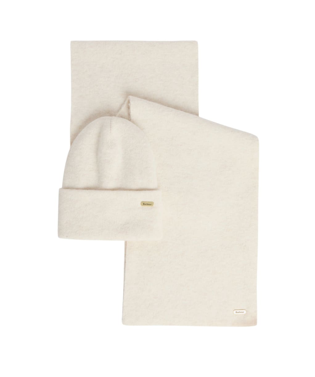Women's Barbour Winona Beanie & Scarf Gift Set - Eggshell