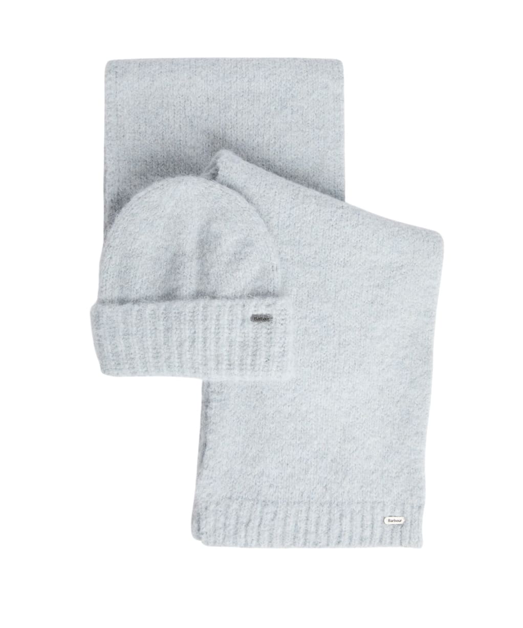 Women's Barbour Emmy Beanie & Scarf Gift Set - Soft Blue