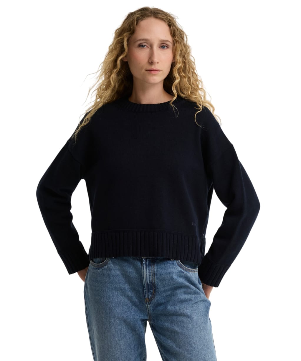 Women's Barbour Harling Cotton Knitted Jumper - Navy