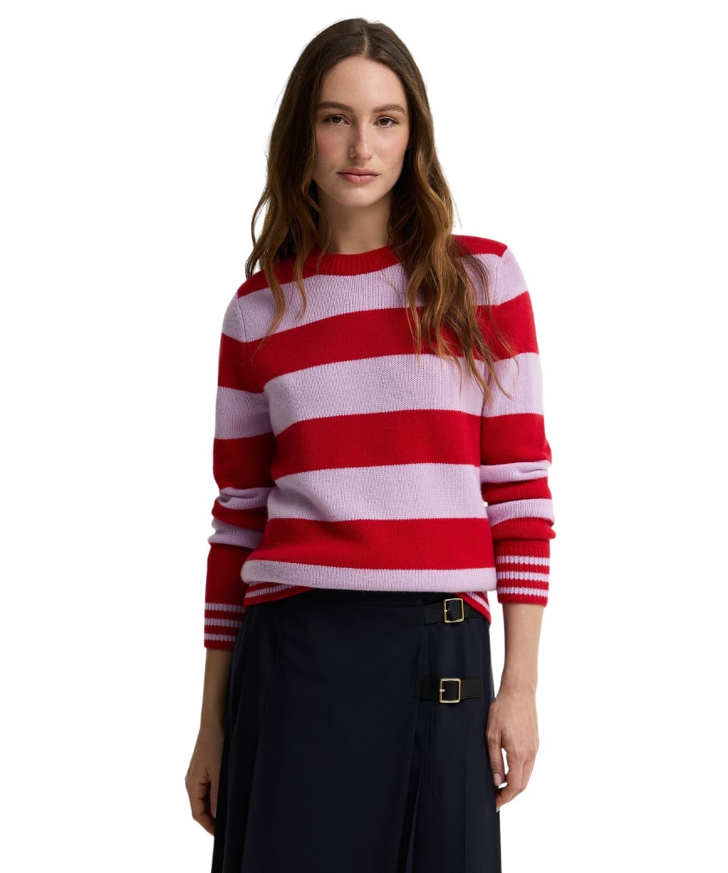 Women's Barbour Woodhouse Striped Cashmere Blend Knitted Jumper - Crimson Multi