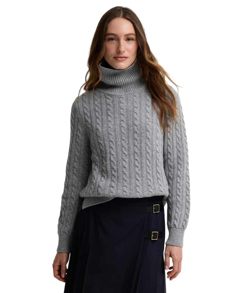 Women's Barbour Ambleside Cable Knitted Jumper - Grey Marl