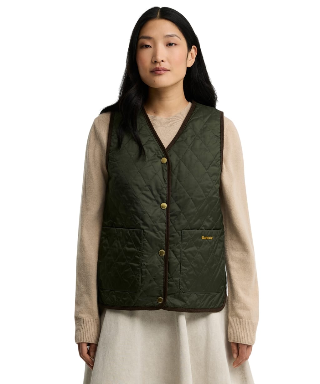 Women's Barbour Tartan Reimagined Icons Reversible Tartan Quilted Liner - Olive / Classic Tartan