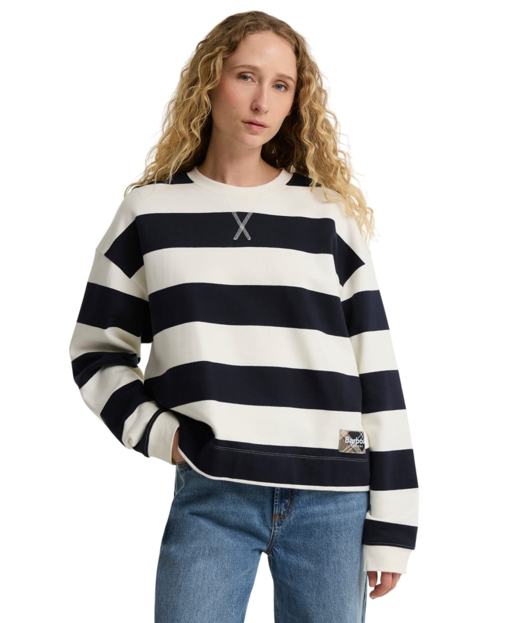 Women's Barbour Eva Sweatshirt - Cloud / Dark Navy