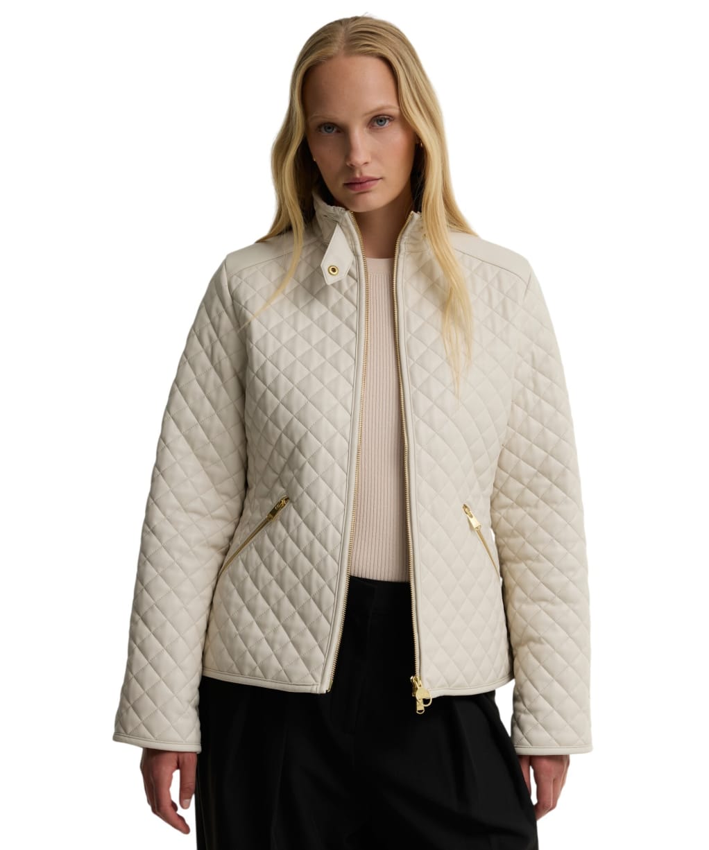 Women's Barbour International Binetto Faux Leather Quilted Jacket - Moonbeam