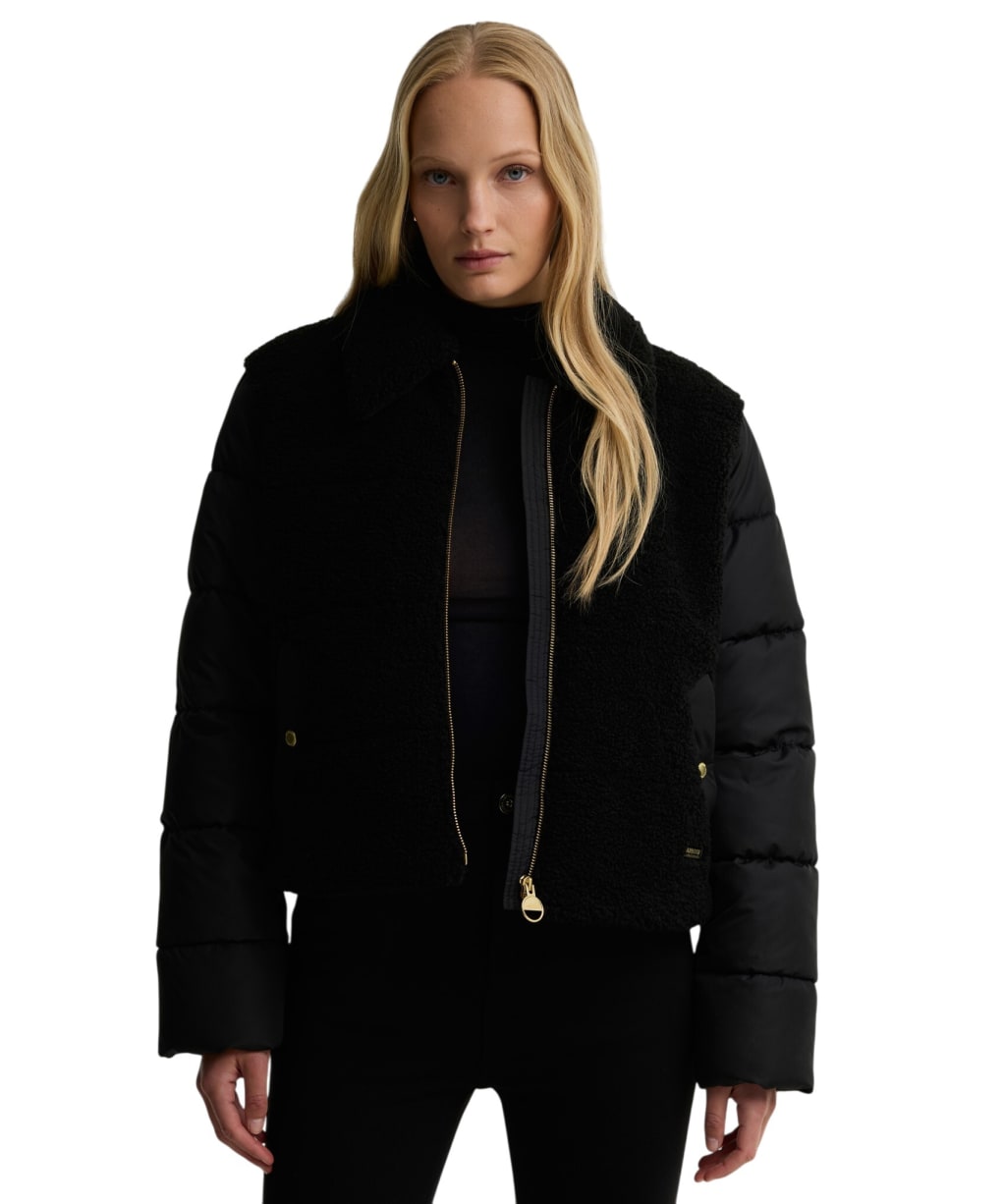 Women's Barbour International Luna Fleece Quilted Jacket - Black