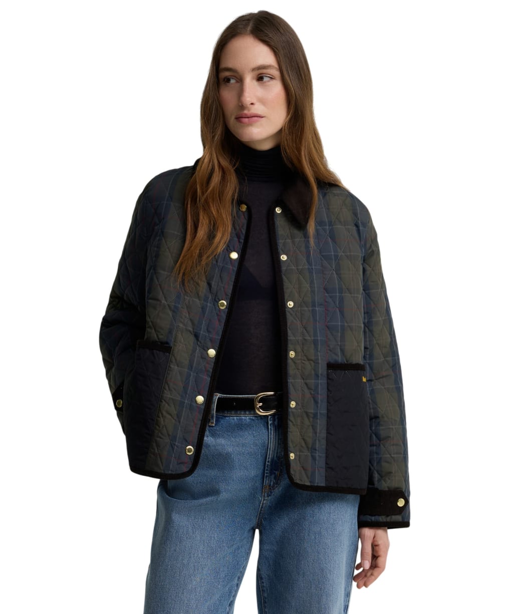 Women's Barbour Ainsdale Checked Quilted Jacket - Shadow Classic Tartan