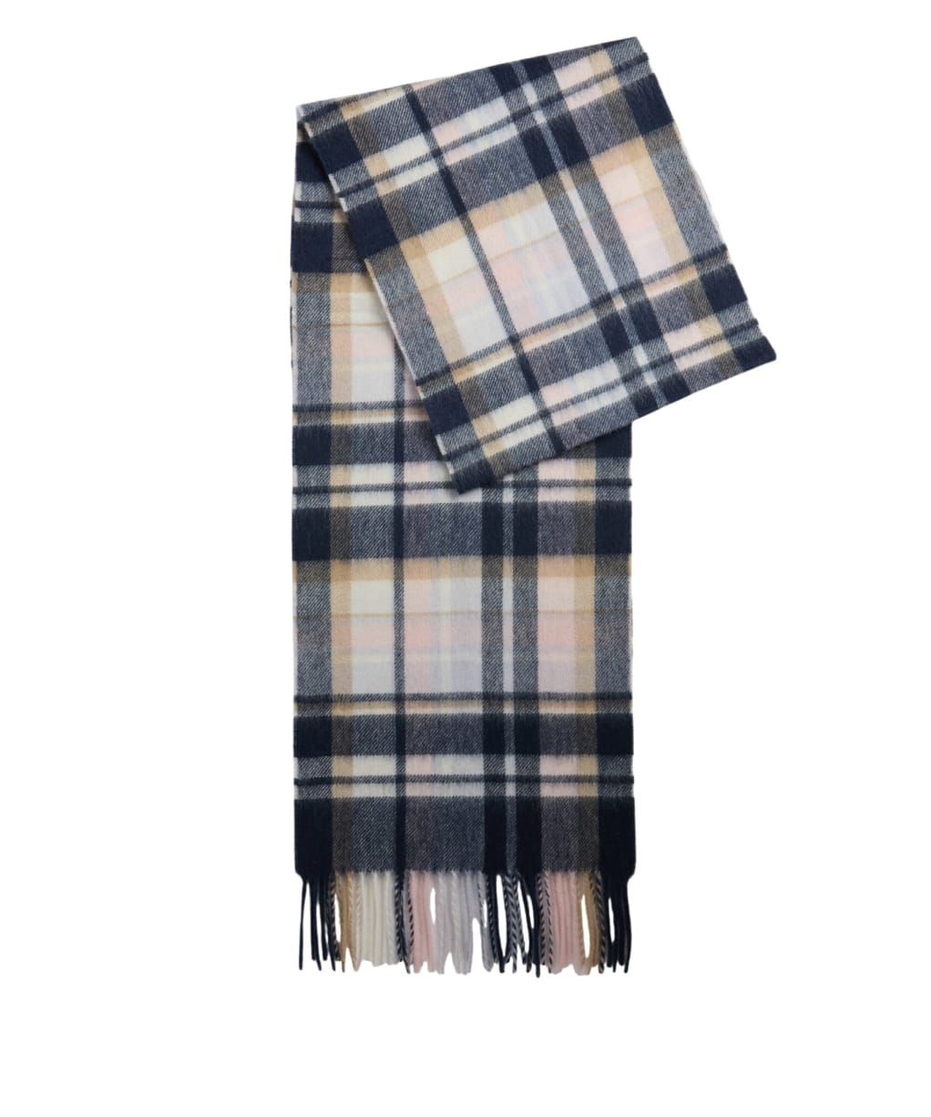 Women's Barbour Vintage Winter Plaid Scarf - BLUSH PINK/NAVY