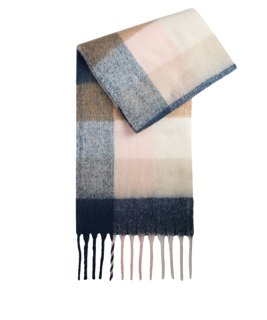 Women's Barbour Marie Scarf - NAVY/BLUSH PINK