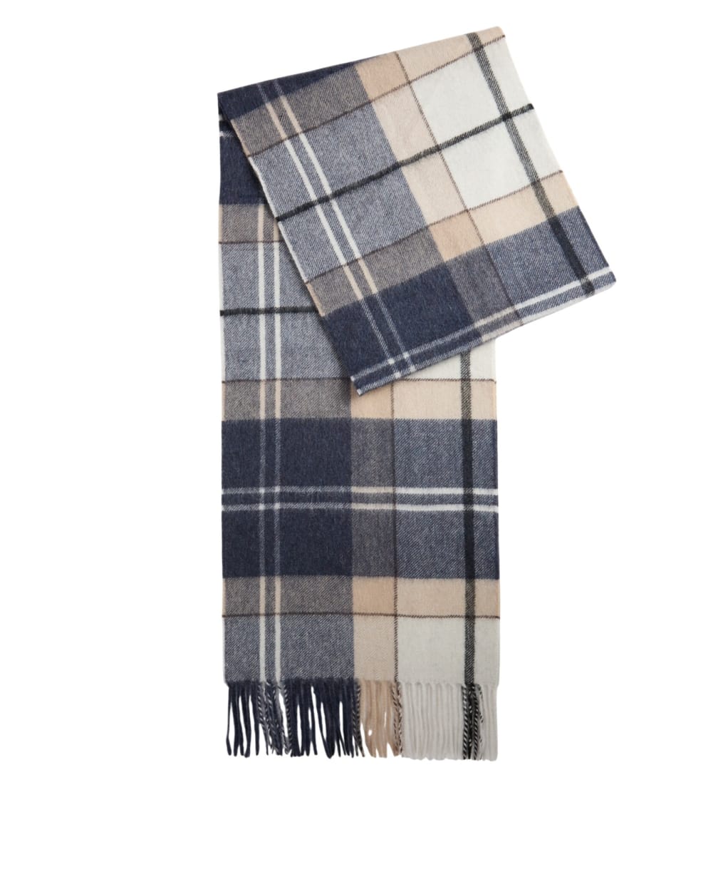 Women's Barbour Tartan Cashmere Scarf - Light Birchwood Dress Tartan