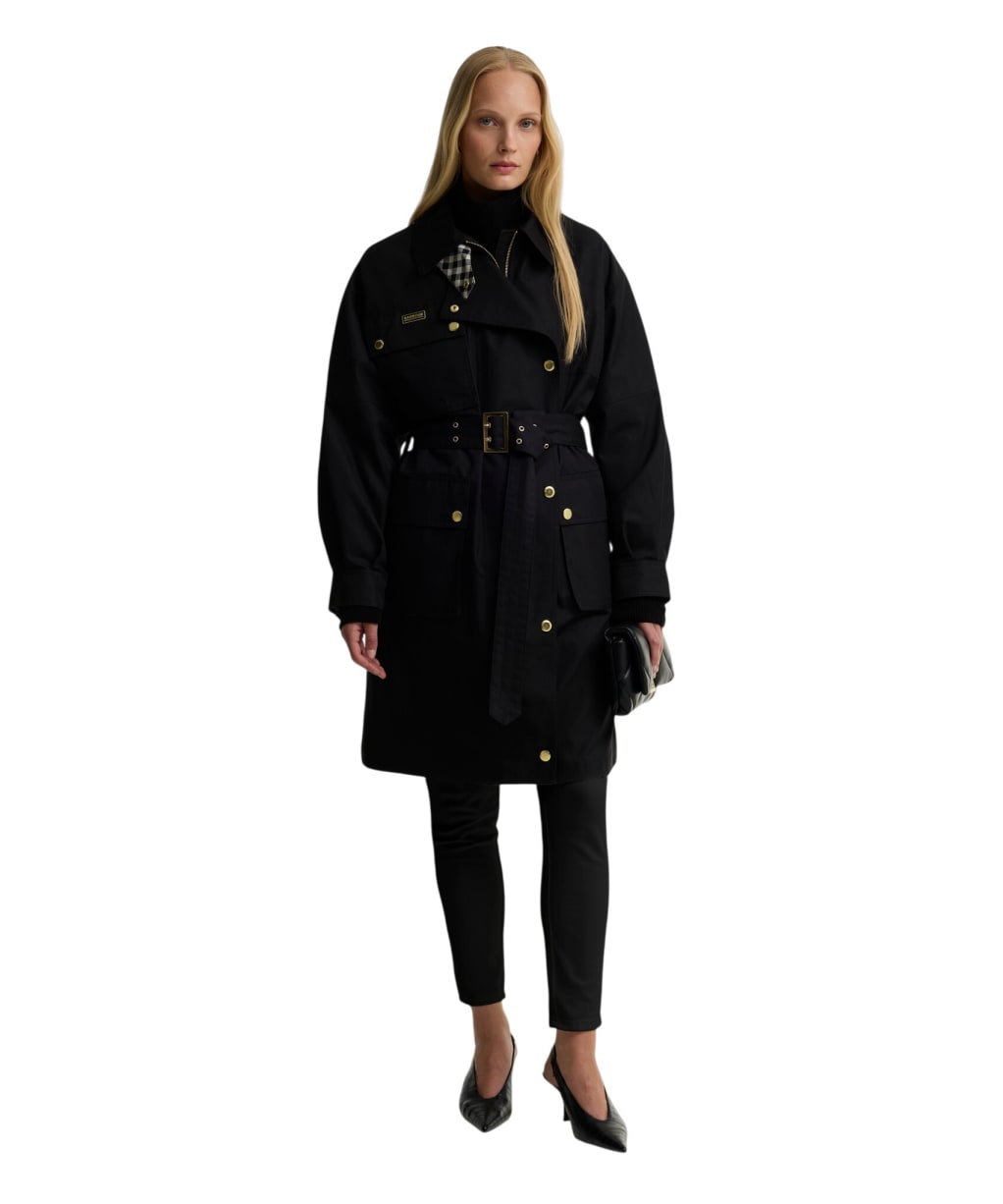 Women's Barbour International Gea Showerproof Jacket - Black / Northumberland Check
