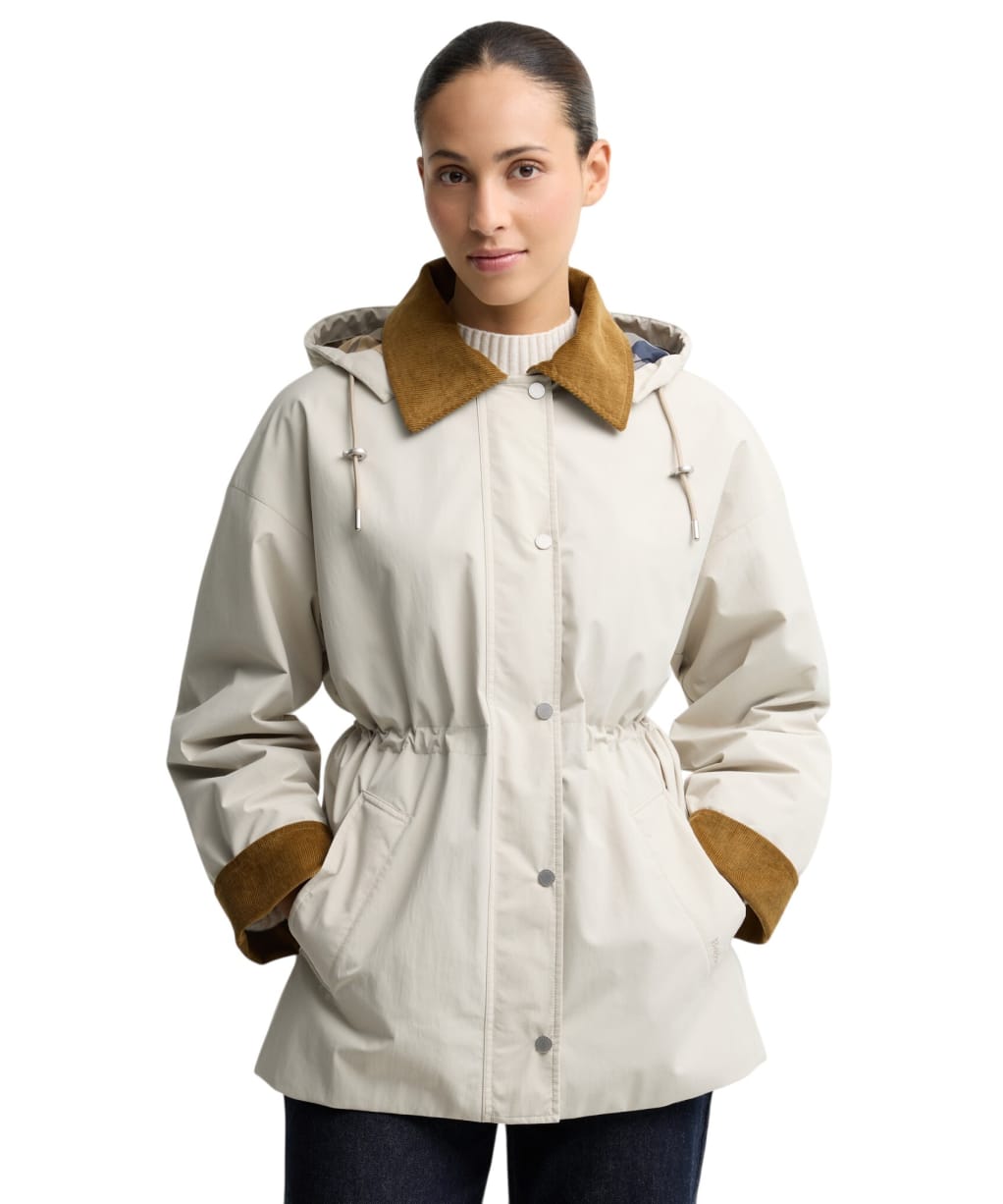 Women's Barbour Evelyn Showerproof Jacket - Mist / Birchwood Dress