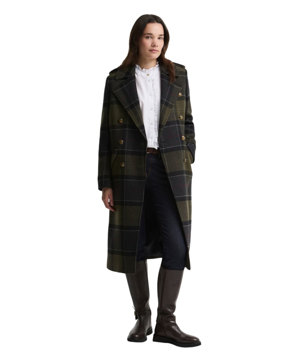 Women's Barbour Cottesmore Checked Wool Coat - Shadow Classic Tartan