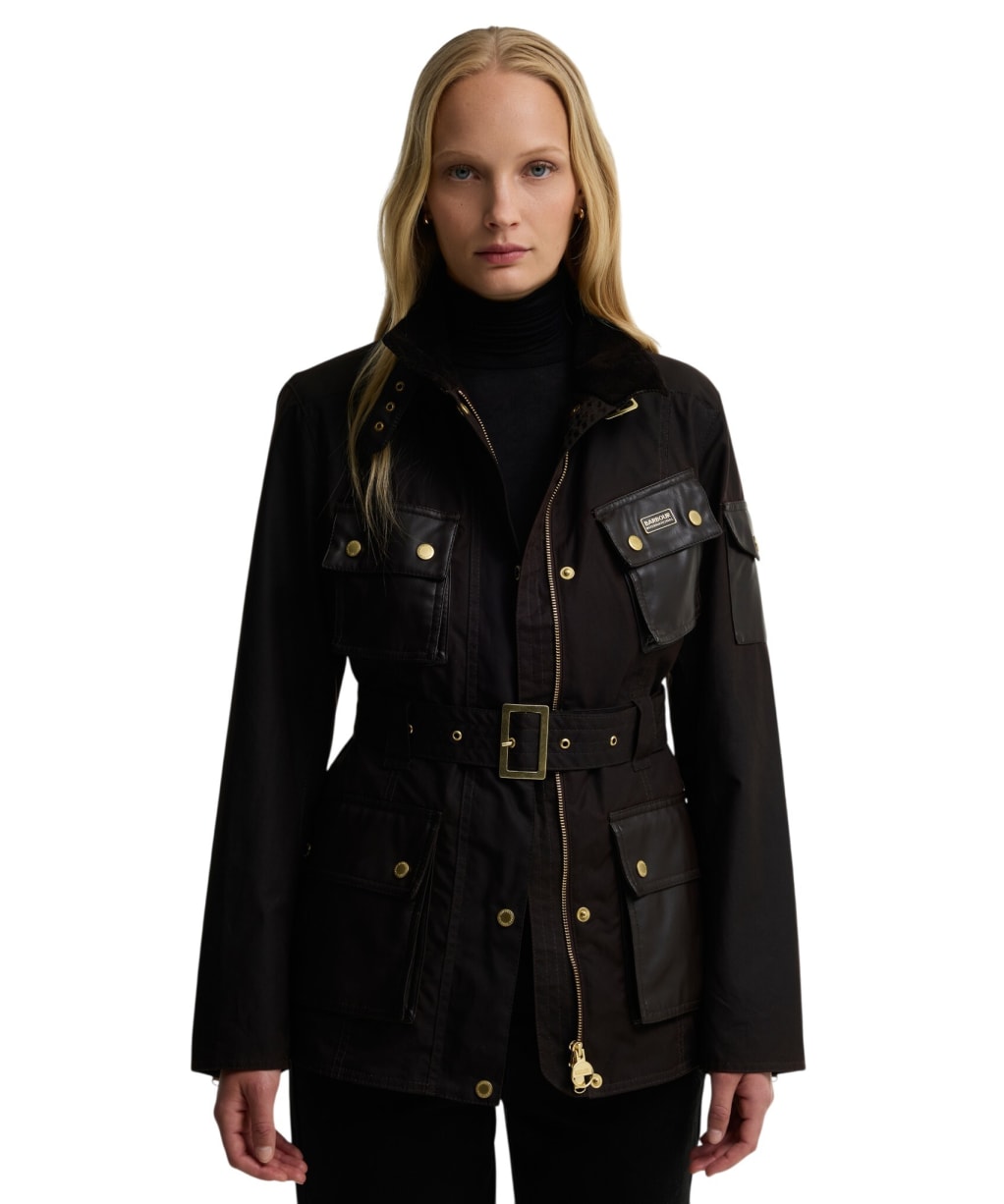 Women's Barbour International Heritage Waxed Jacket - Rustic / Truffle Northumberland