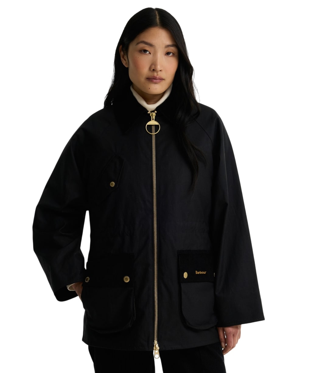 Women's Barbour Treeton Waxed Jacket - Black / Ancient 