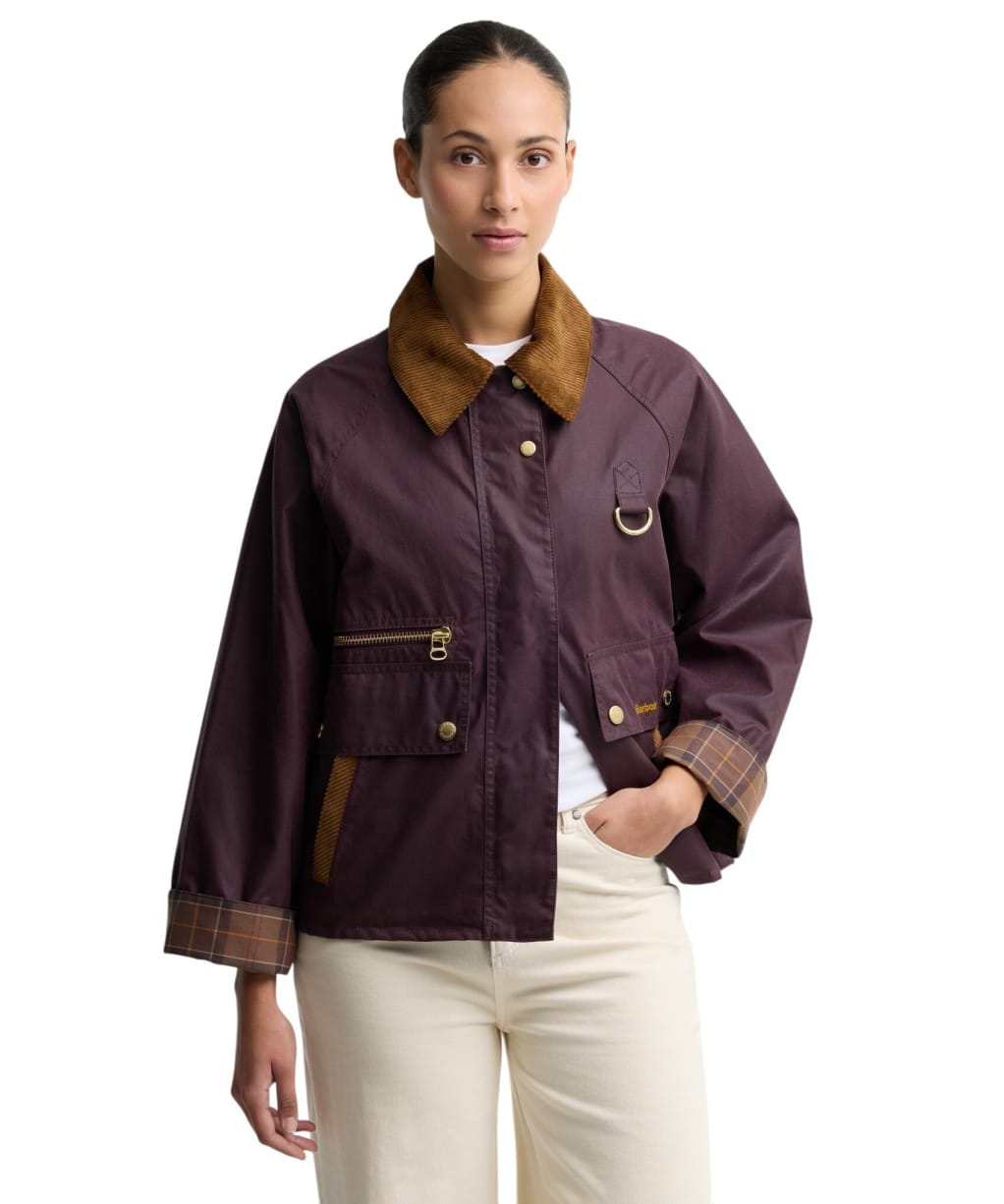 Women's Barbour Cottingham Waxed Jacket - Bordeaux / Muted