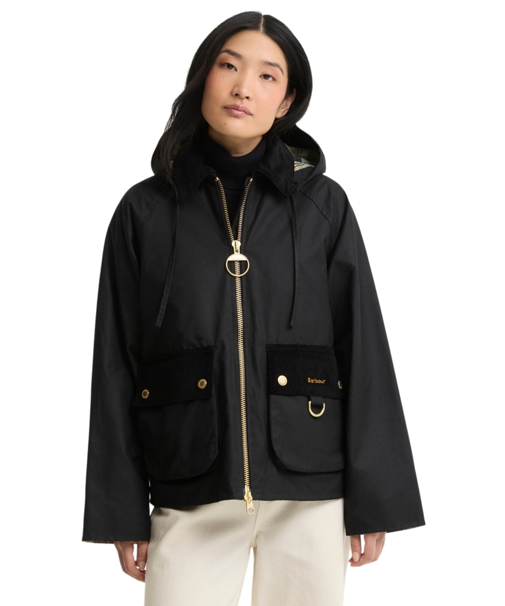 Women's Barbour Carville Waxed Jacket - Black / Ancient 