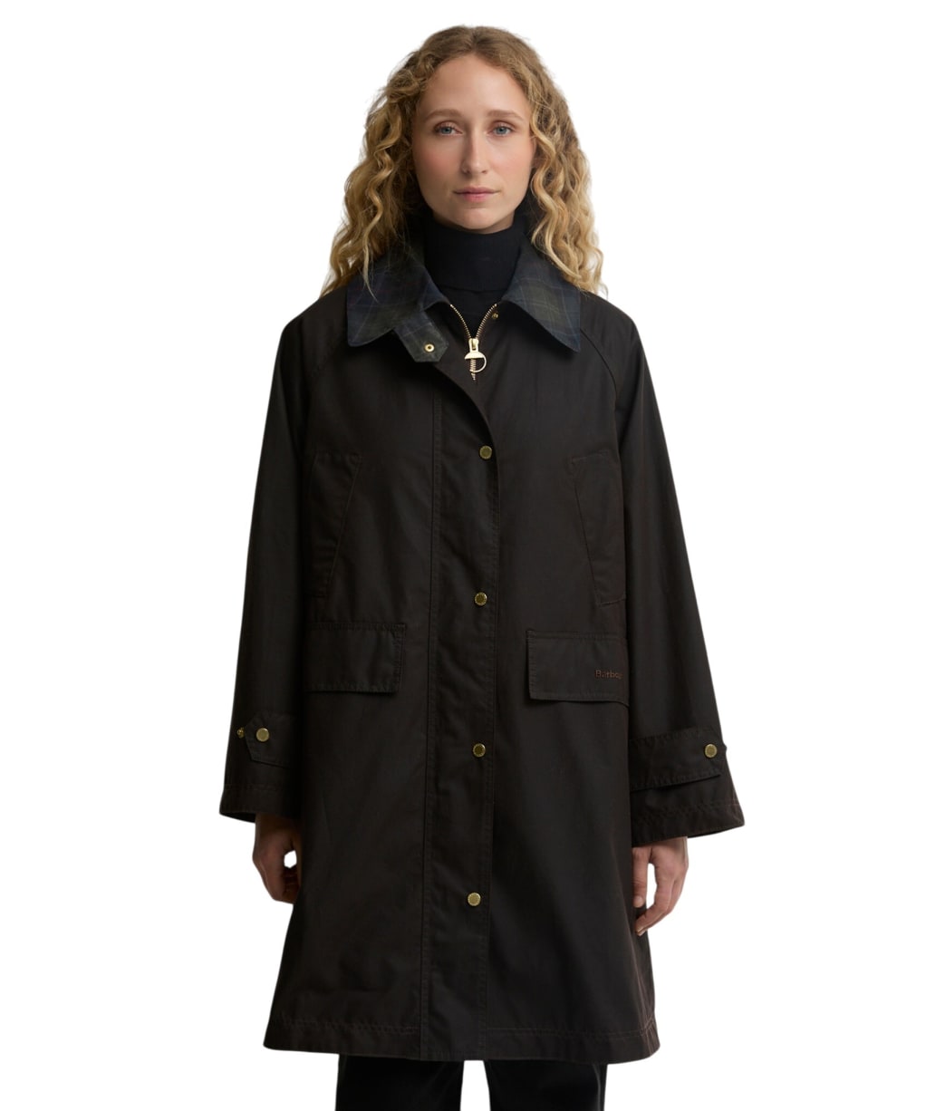 Women's Barbour Agatha Waxed Jacket - Rustic / Shadow Check